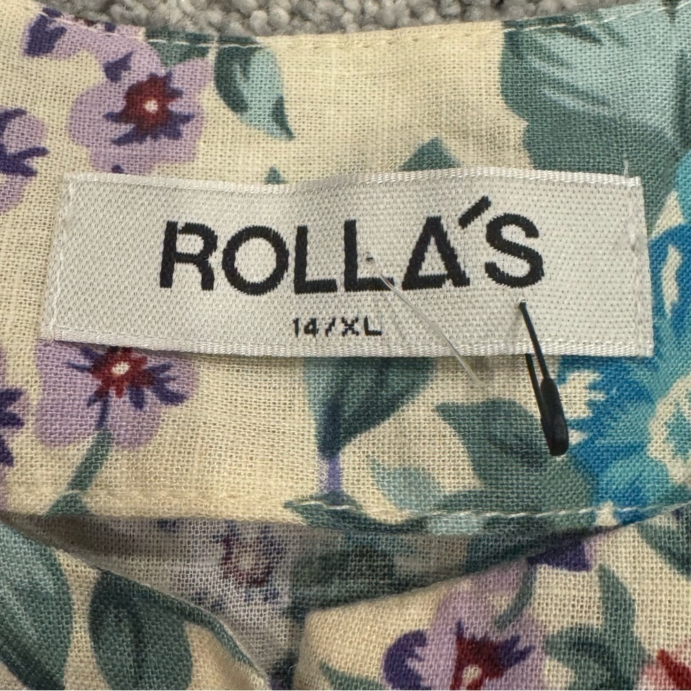 Rolla's Emmy Rosette Top Blouse Floral Print Square Neck Crop Size XL NWOT - Picture 5 of 9
